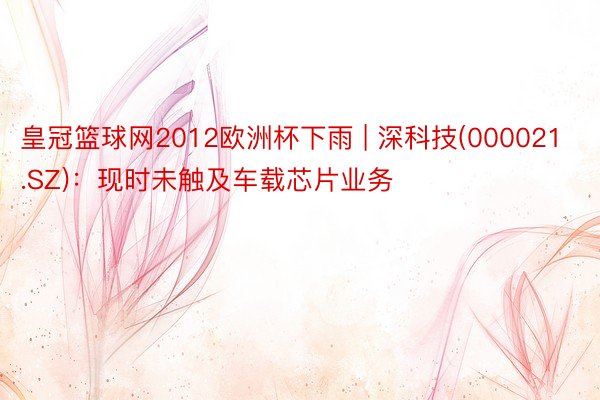 皇冠篮球网2012欧洲杯下雨 | 深科技(000021.SZ)：现时未触及车载芯片业务