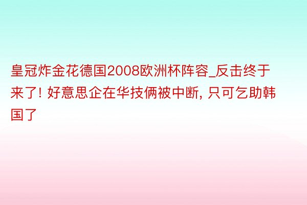 皇冠炸金花德国2008欧洲杯阵容_反击终于来了! 好意思企在华技俩被中断, 只可乞助韩国了