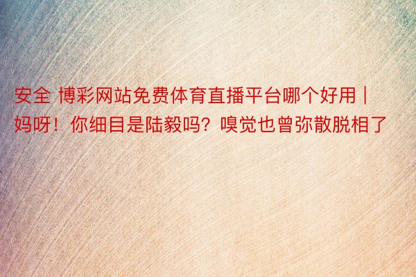 安全 博彩网站免费体育直播平台哪个好用 | 妈呀！你细目是陆毅吗？嗅觉也曾弥散脱相了