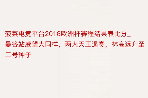 菠菜电竞平台2016欧洲杯赛程结果表比分_曼谷站威望大同样，两大天王退赛，林高远升至二号种子