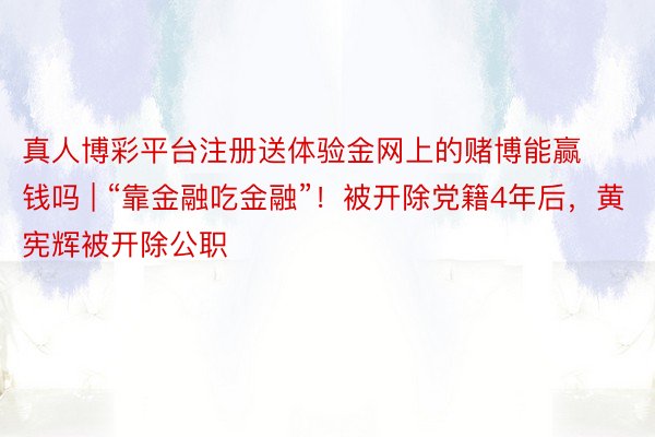 真人博彩平台注册送体验金网上的赌博能赢钱吗 | “靠金融吃金融”！被开除党籍4年后，黄宪辉被开除公职